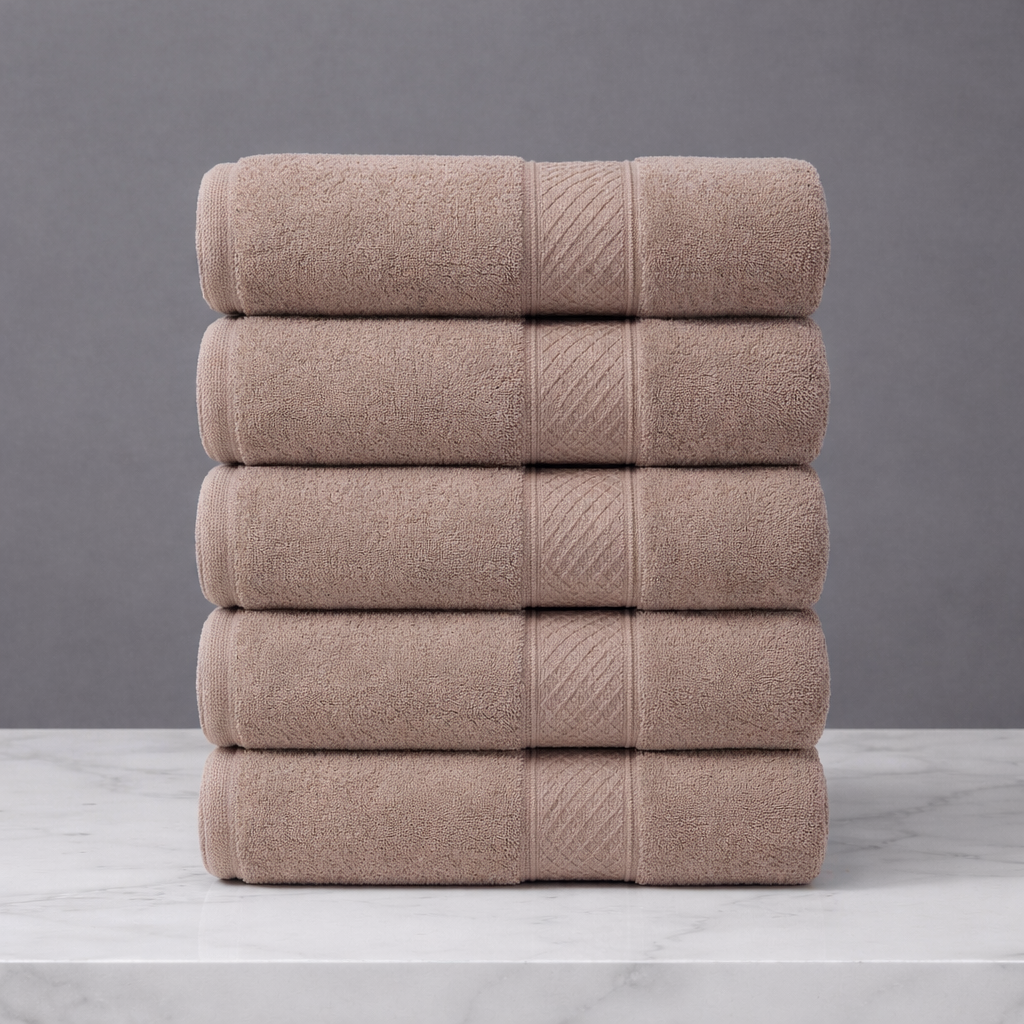 Linteva Soft Absorbent Solid Colour Multipurpose 5-Piece Cotton Towel Set