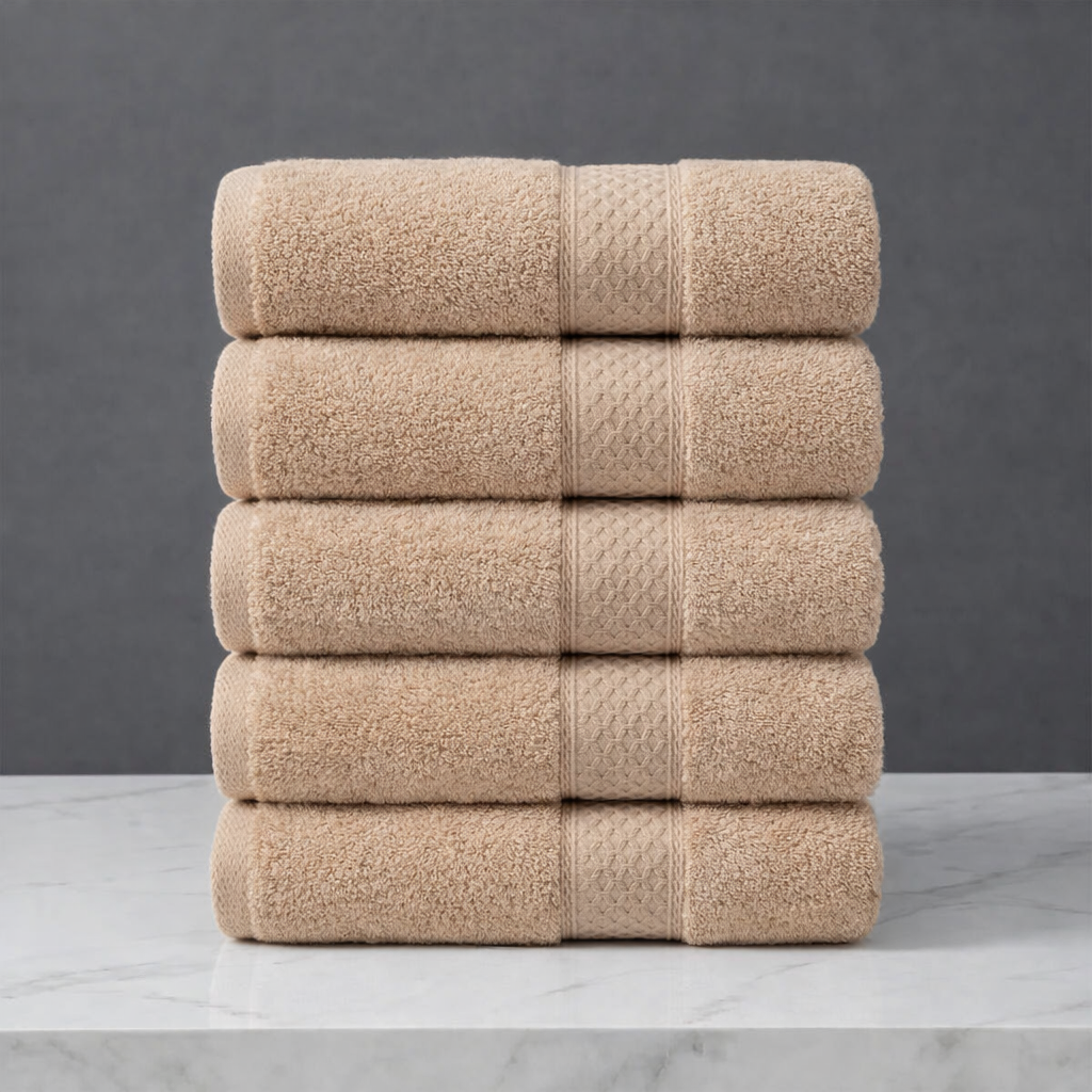 Linteva Soft Absorbent Solid Colour Multipurpose 5-Piece Cotton Towel Set