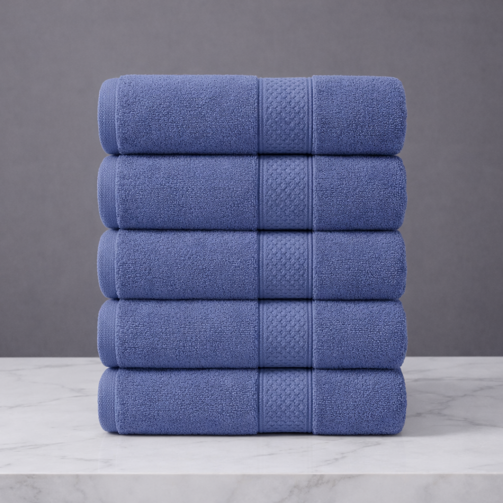 Linteva Soft Absorbent Solid Colour Multipurpose 5-Piece Cotton Towel Set