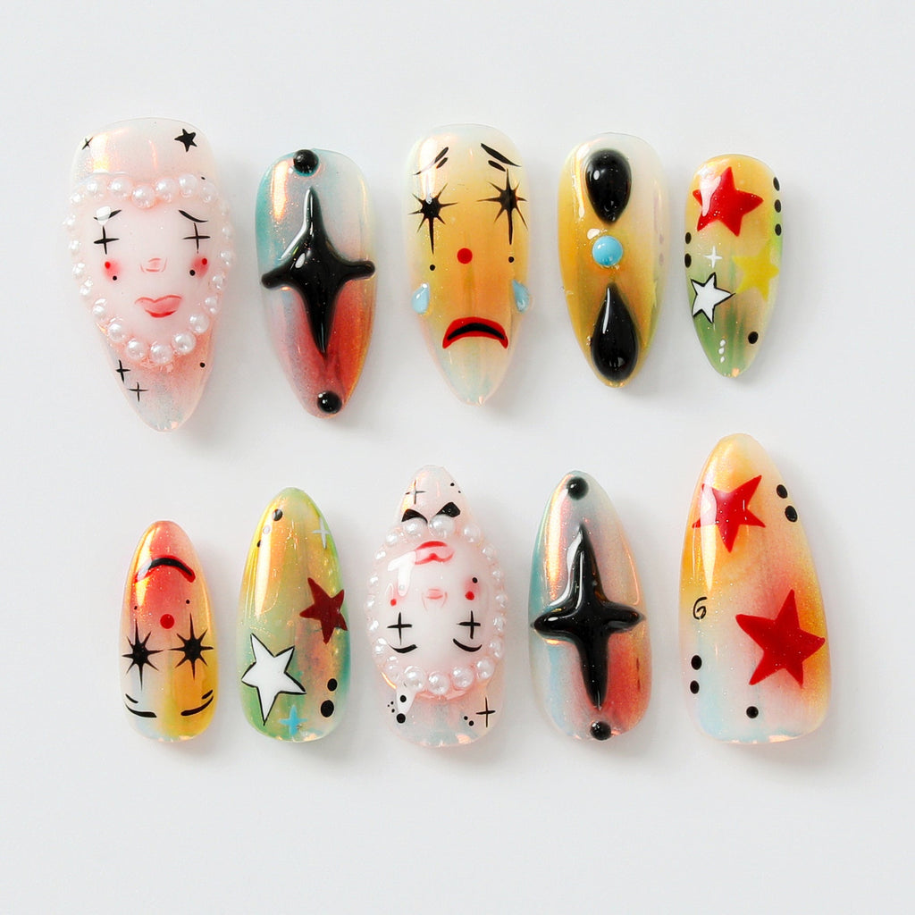 Artistic Clown-Themed by Dory's Picks | Bold and Vibrant Carnival-Inspired Design | Unique and Artistic Nail Design| Limited Edition | JB578HK