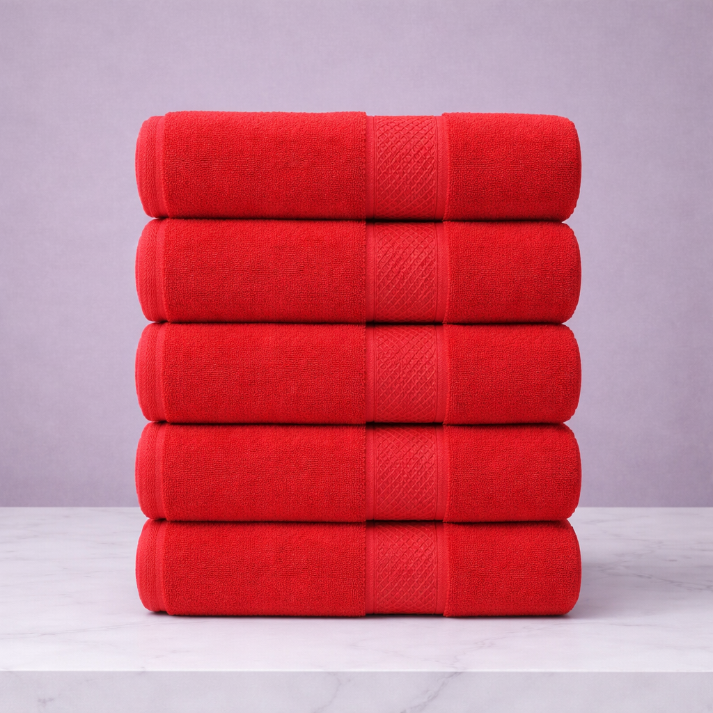 Linteva Soft Absorbent Solid Colour Multipurpose 5-Piece Cotton Towel Set