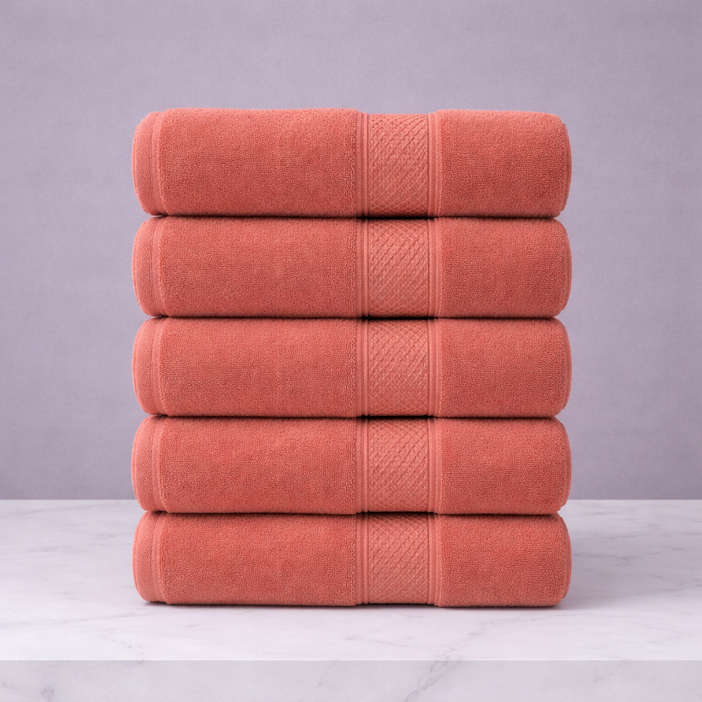 Linteva Soft Absorbent Solid Colour Multipurpose 5-Piece Cotton Towel Set