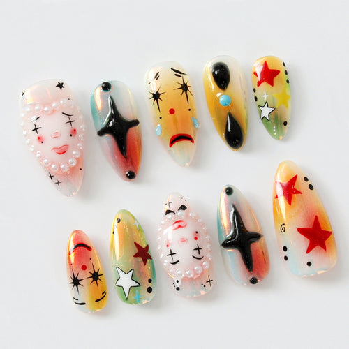 Artistic Clown-Themed by Dory's Picks | Bold and Vibrant Carnival-Inspired Design | Unique and Artistic Nail Design| Limited Edition | JB578HK
