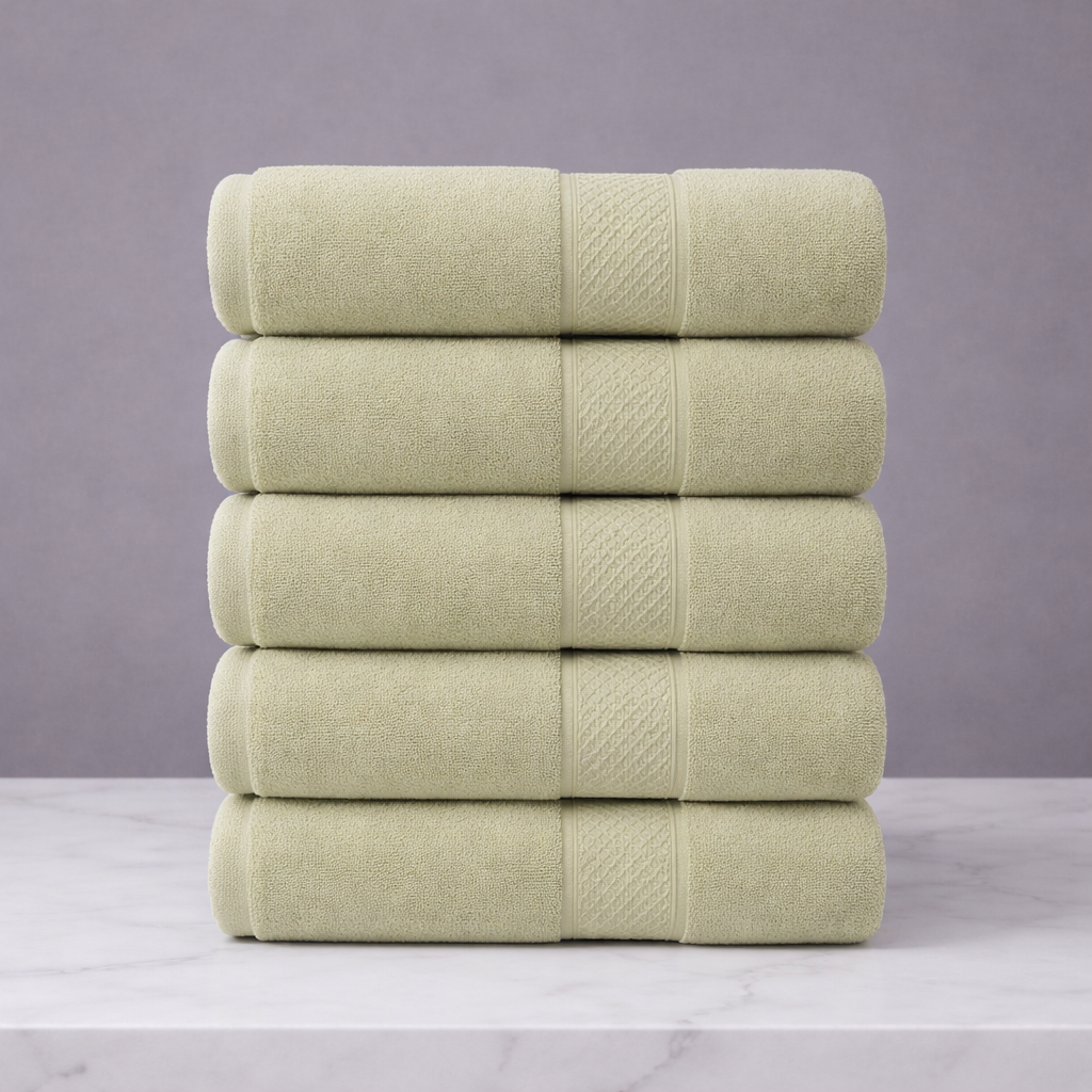 Linteva Soft Absorbent Solid Colour Multipurpose 5-Piece Cotton Towel Set