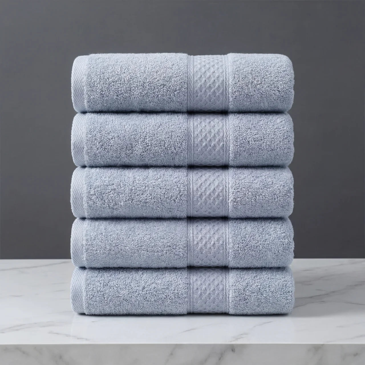 Linteva Soft Absorbent Solid Colour Multipurpose 5-Piece Cotton Towel Set